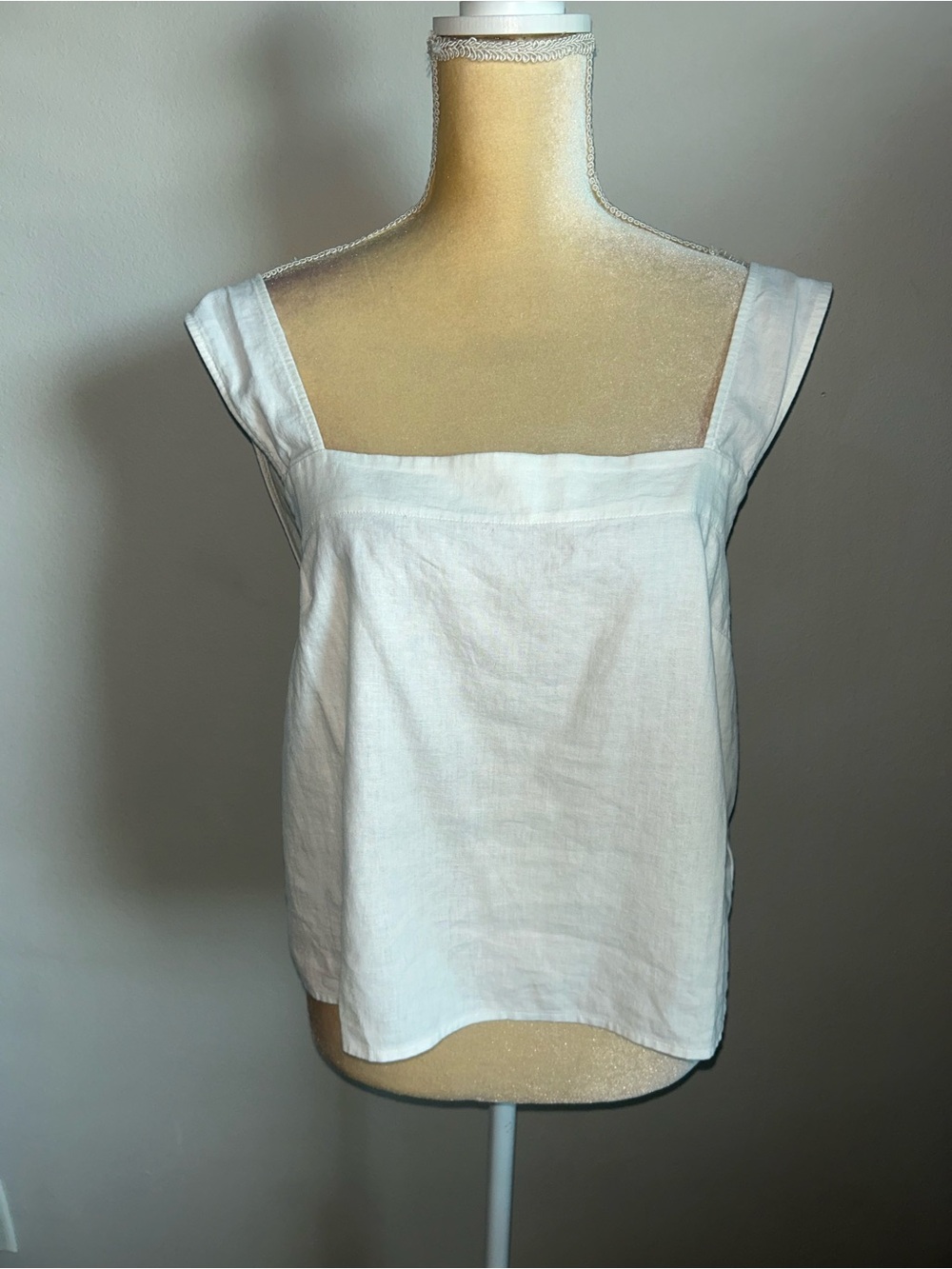 NEW Madewell White Linen Square-Neck Tank Sz 14